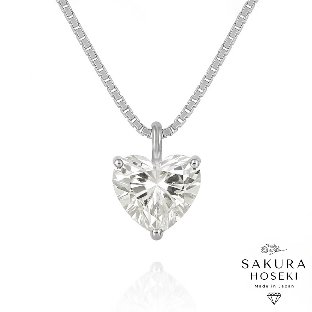Heart Solitaire Pendant White Gold