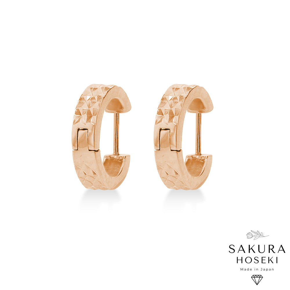 Gold Facet Hoops Rose Gold