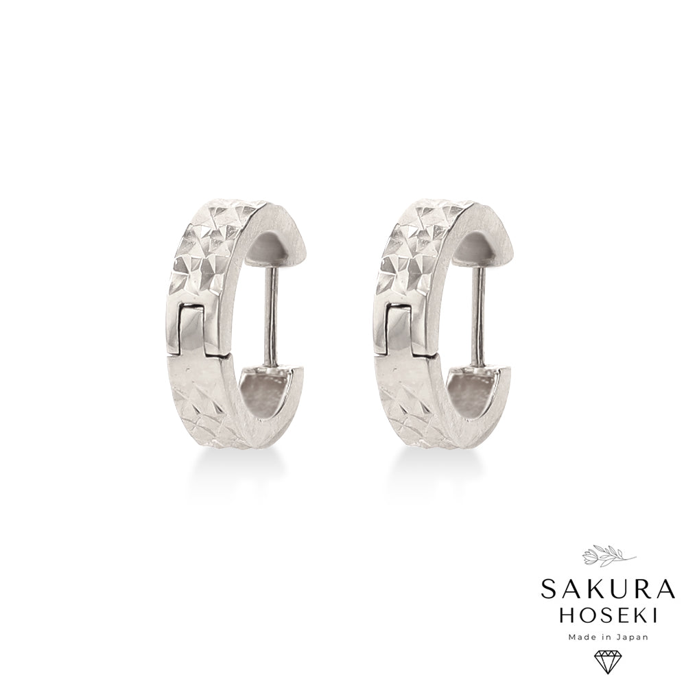 Gold Facet Hoops White Gold