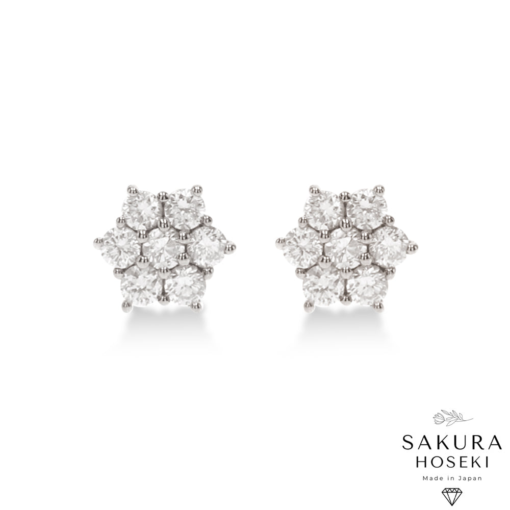 Sakura Earrings White Gold