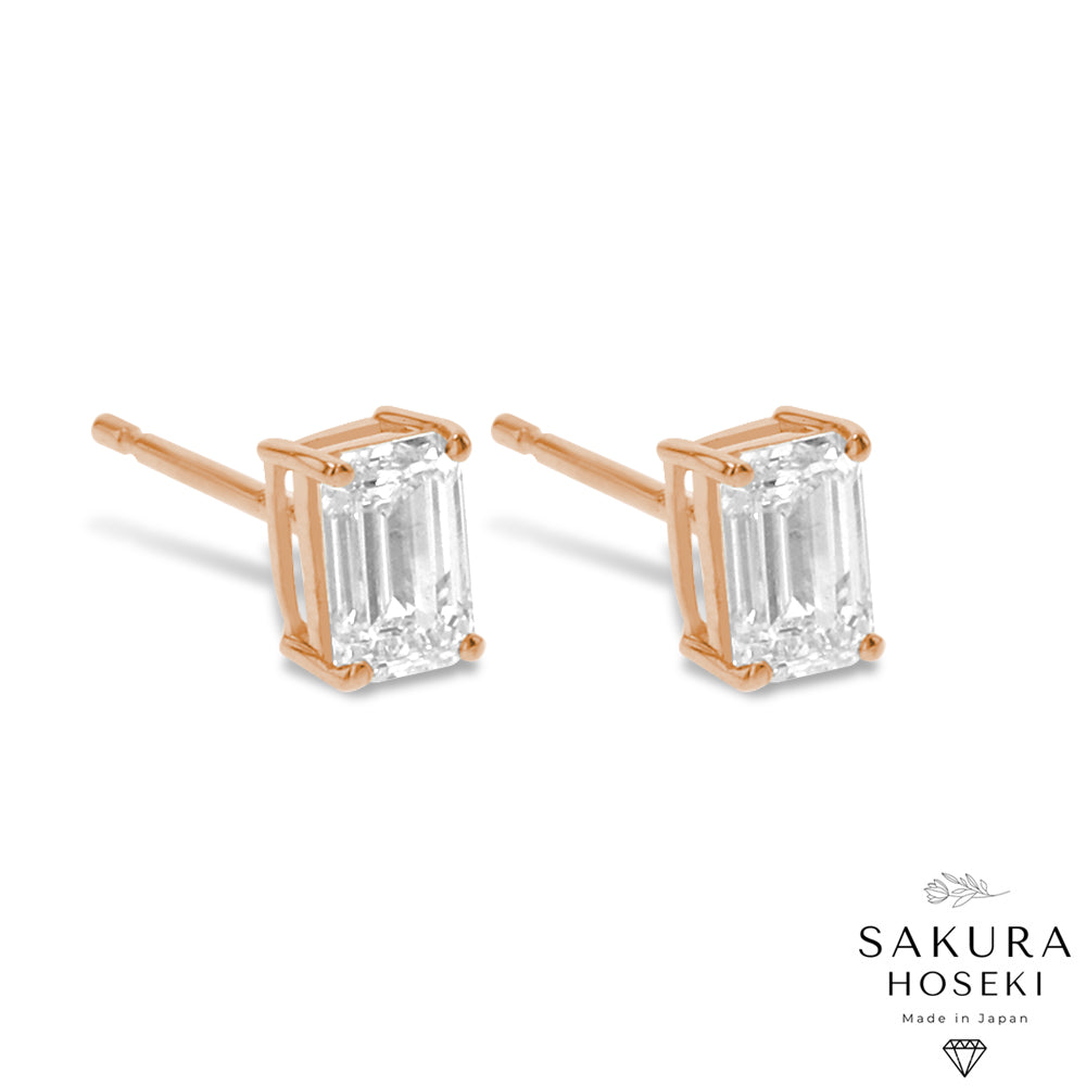 Emerald Studs Rose Gold