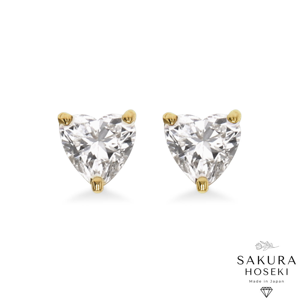 Heart Studs Yellow Gold