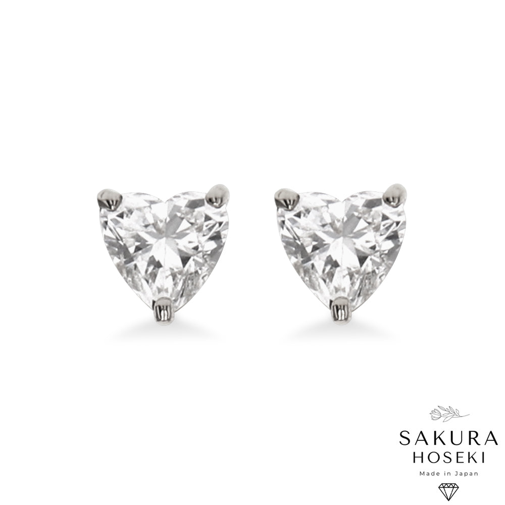 Heart Studs White Gold