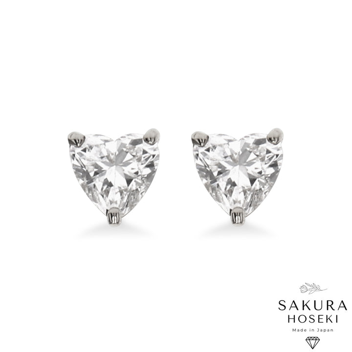 Heart Studs White Gold