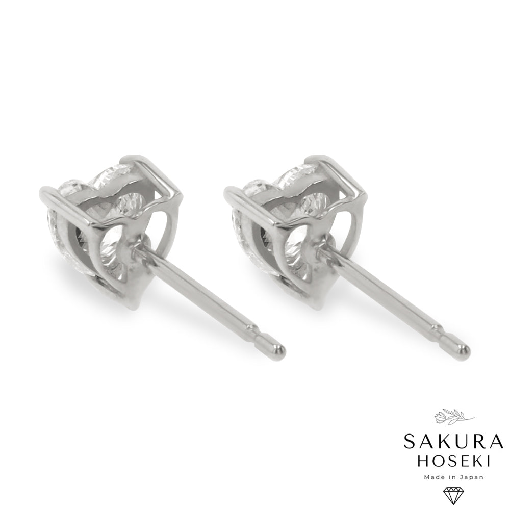 Heart Studs White Gold