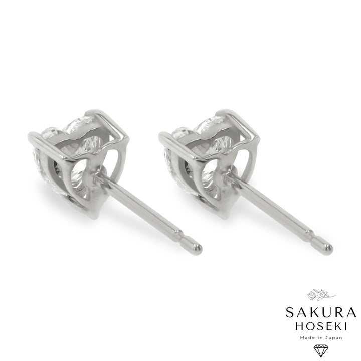 Heart Studs White Gold