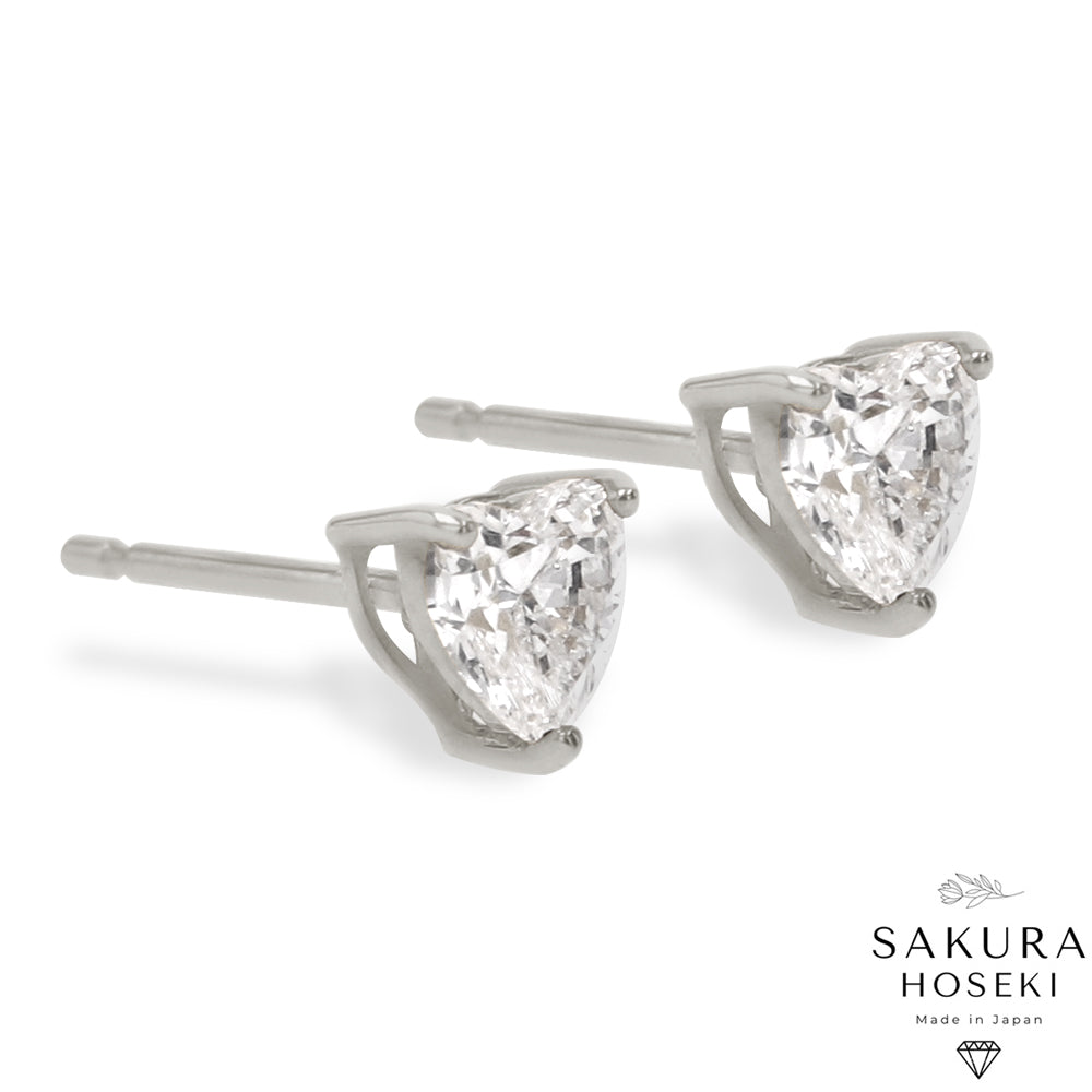 Heart Studs White Gold