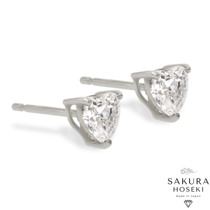 Heart Studs White Gold
