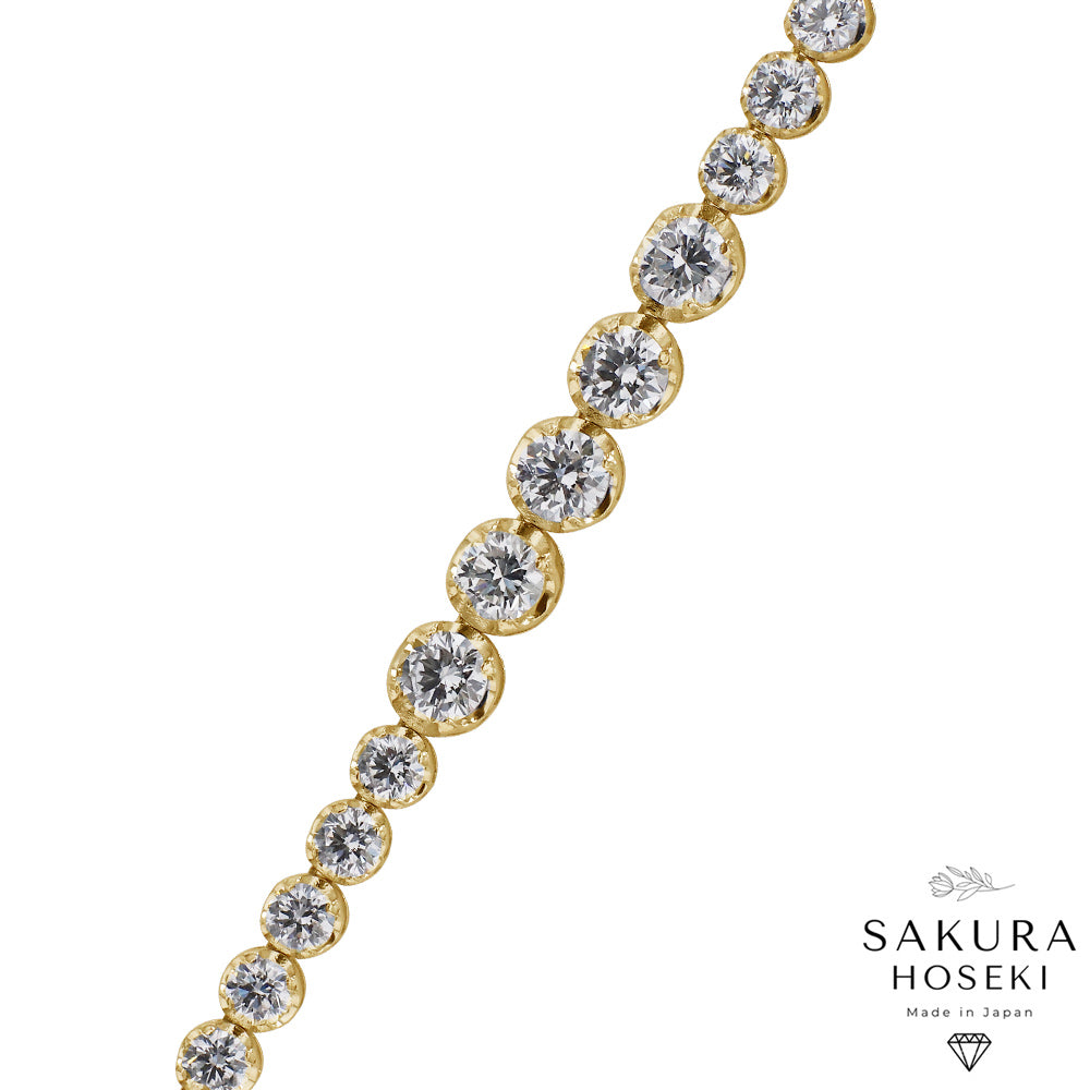 12.75ct Graduated Tennis Necklace Yellow Gold