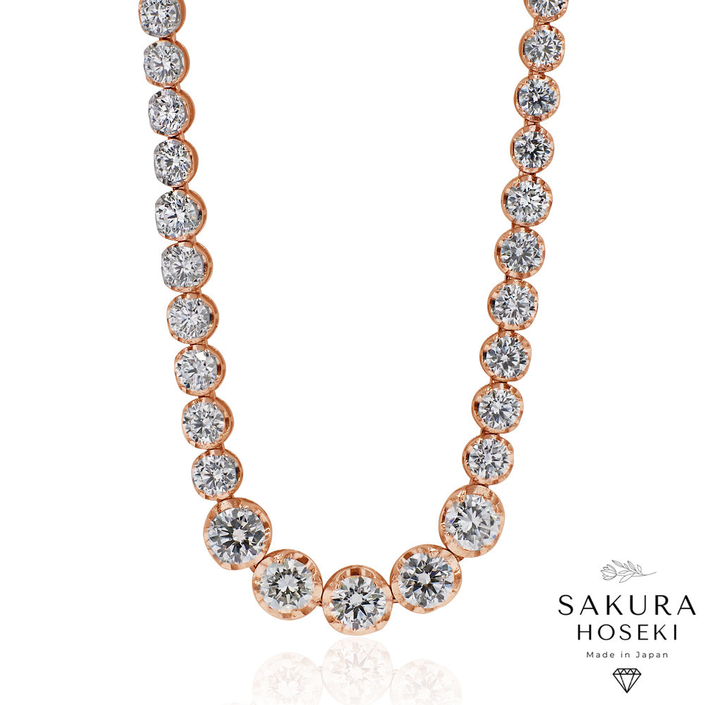 12.75 Graduated Tennis Necklace Rose Gold