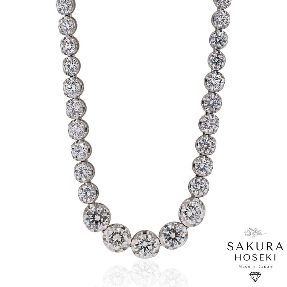 12.75ct Graduated Tennis Necklace White Gold – Sakura Hoseki