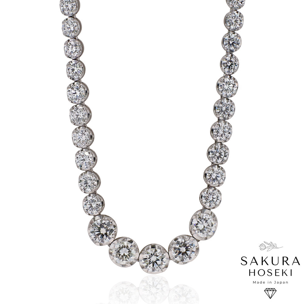 12.75ct Graduated Tennis Necklace White Gold
