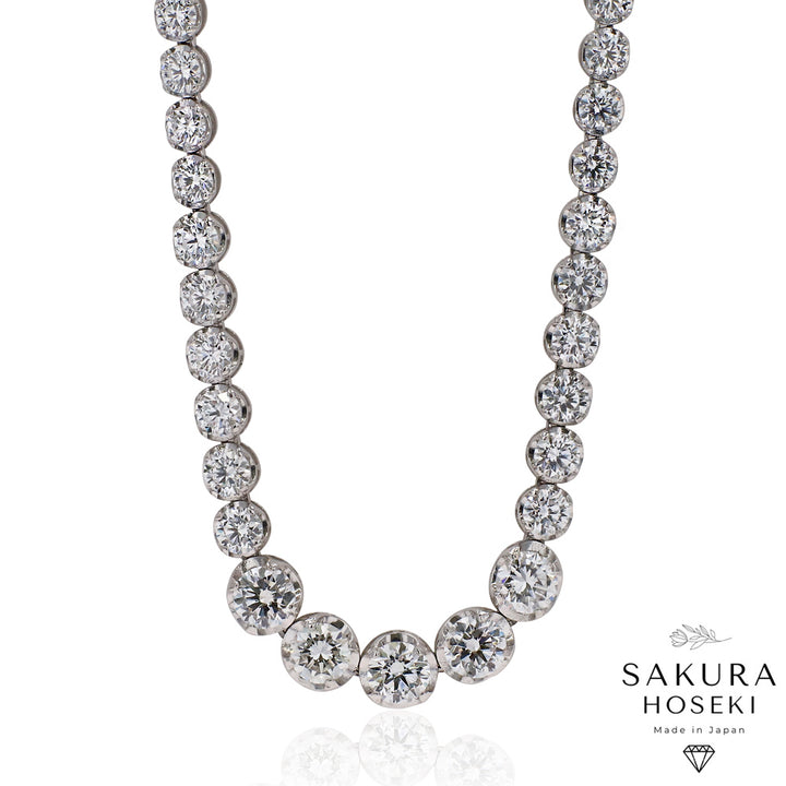 12.75ct Graduated Tennis Necklace White Gold