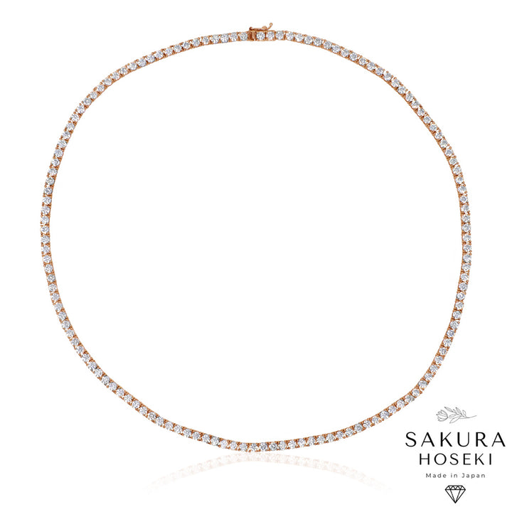 15ct Tennis Necklace Rose Gold