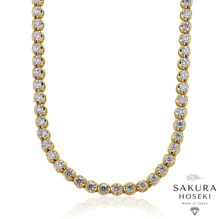 5ct Tennis Necklace Yellow Gold