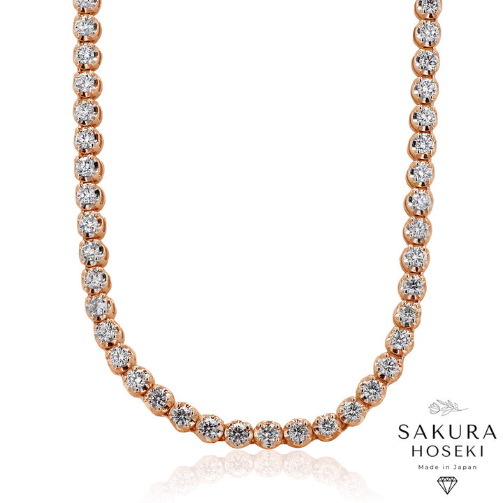 5ct Tennis Necklace Rose Gold