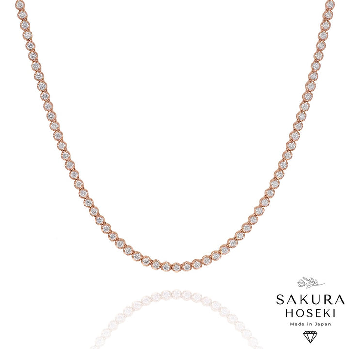 5ct Tennis Necklace Rose Gold