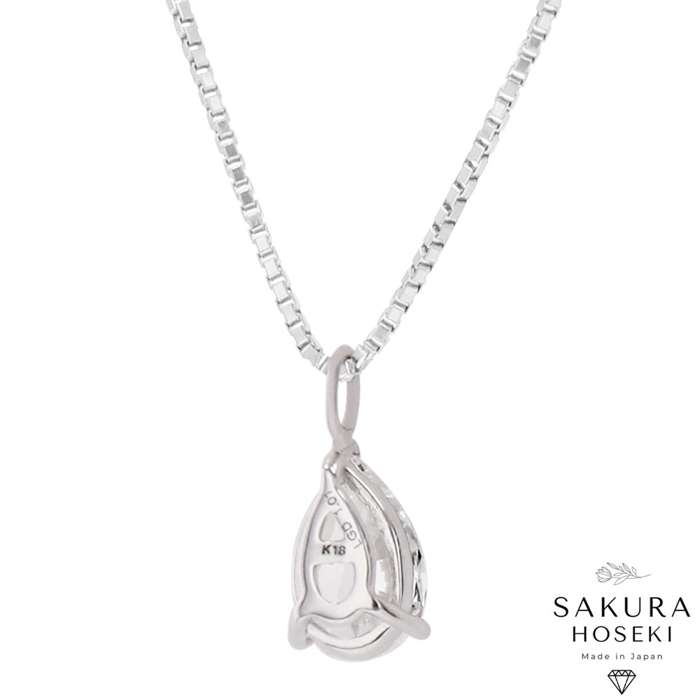 Pear Solitaire Pendant White Gold
