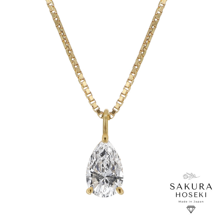 Pear Solitaire Pendant Yellow Gold