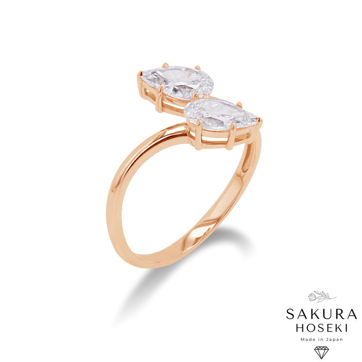 Double Pear Ring Rose Gold