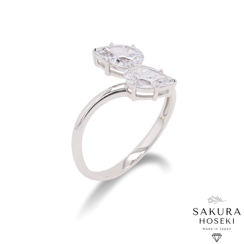Double Pear White Gold