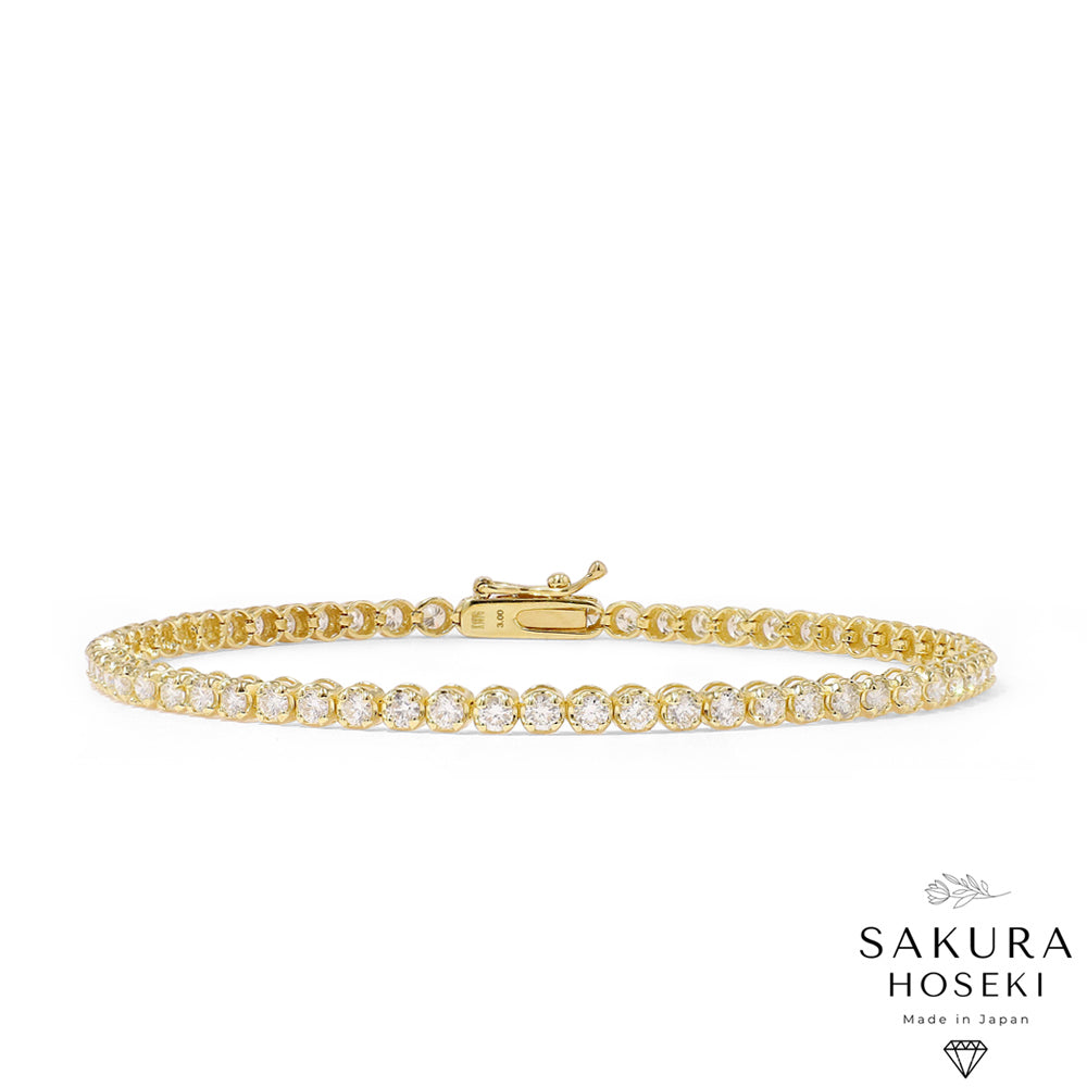 3ct Tennis Bracelet Yellow Gold (Box Clasp)