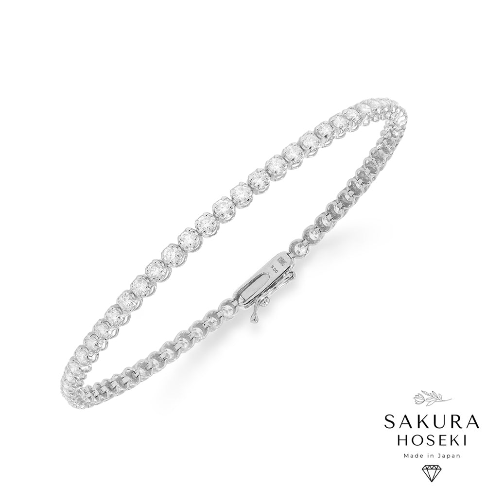 3ct Tennis Bracelet White Gold (Box Clasp)