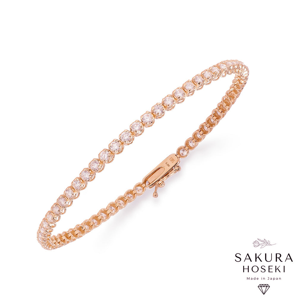 3ct Tennis Bracelet Rose Gold (Box Clasp)