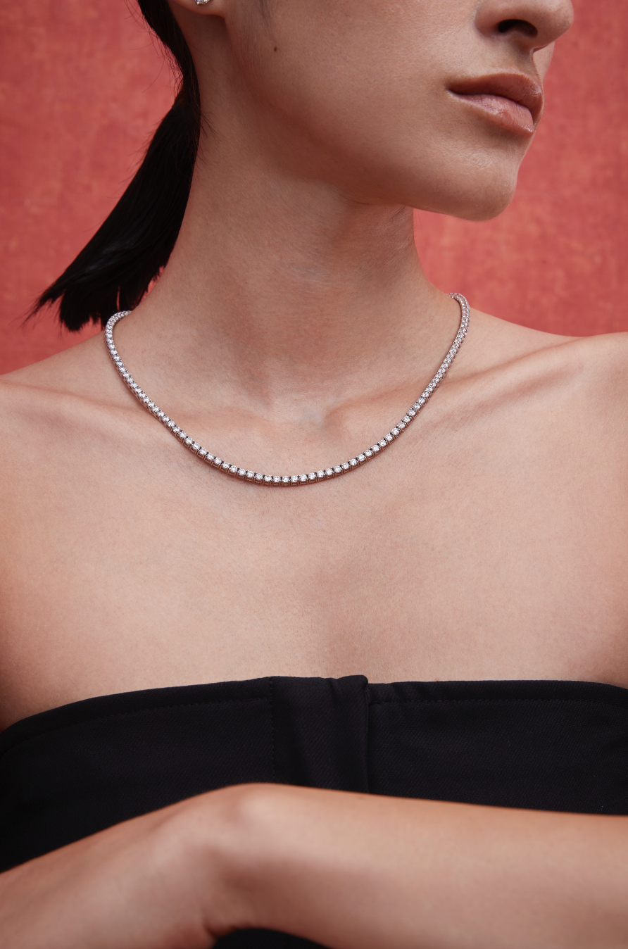 15ct Tennis Necklace White Gold