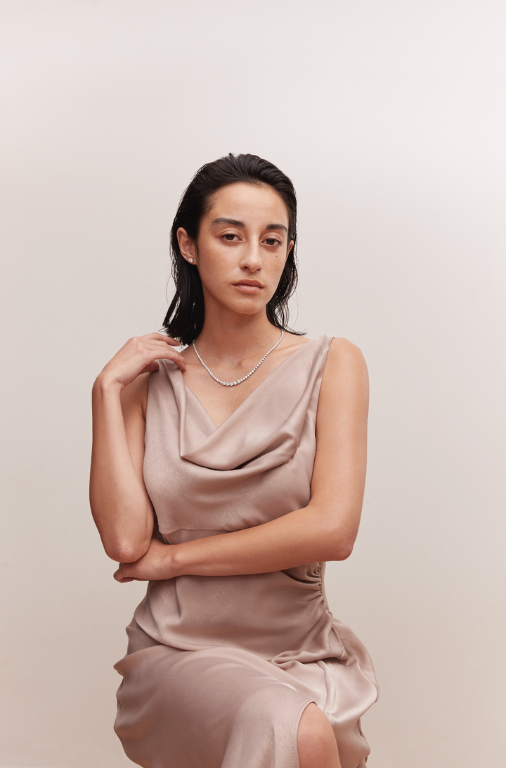 12.75 Graduated Tennis Necklace Rose Gold