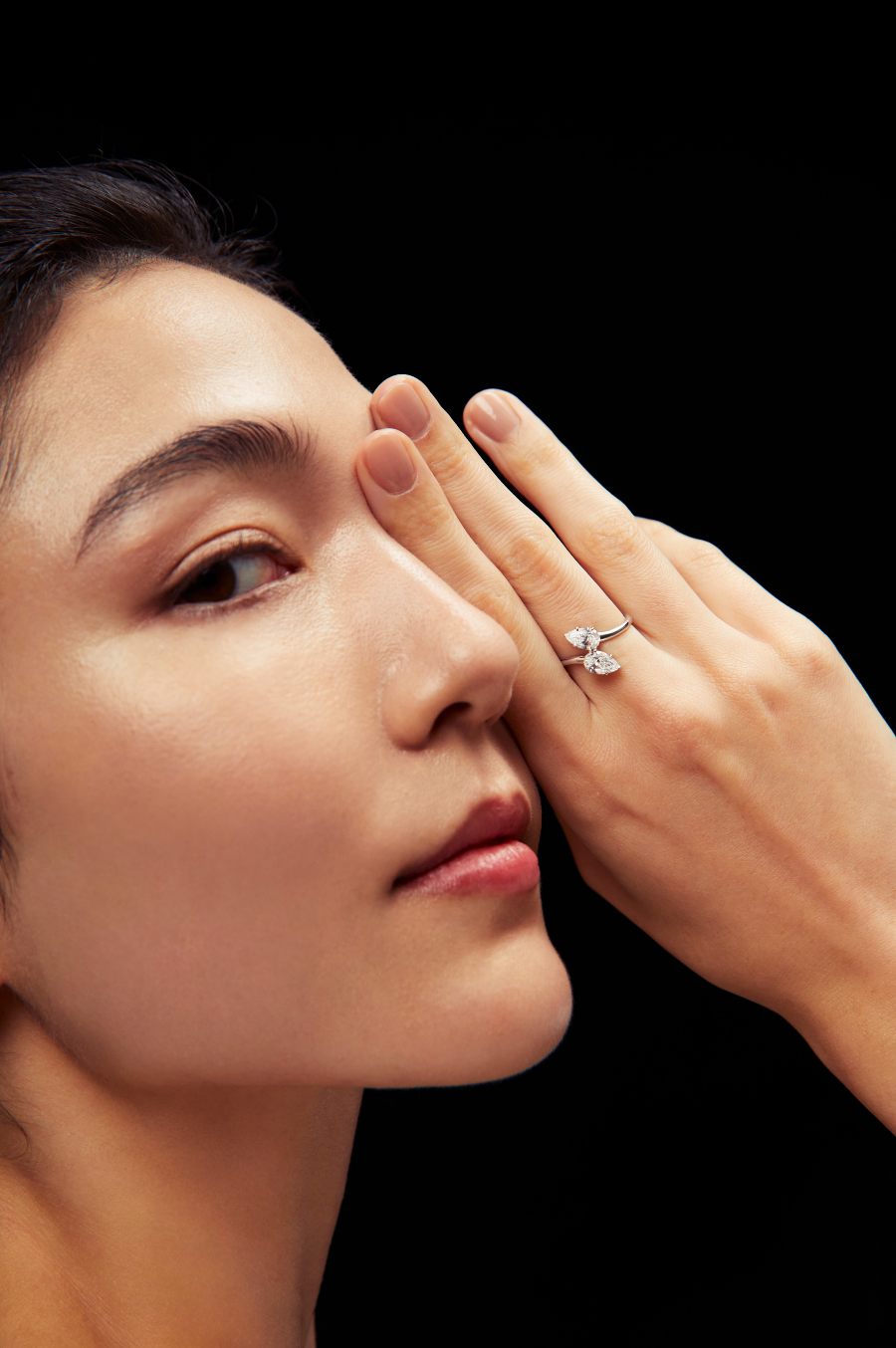 Double Pear Ring Yellow Gold