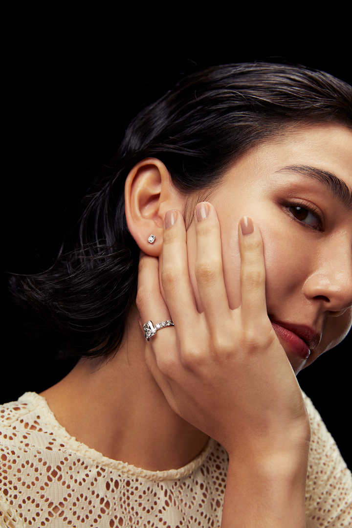 Emerald Studs White Gold