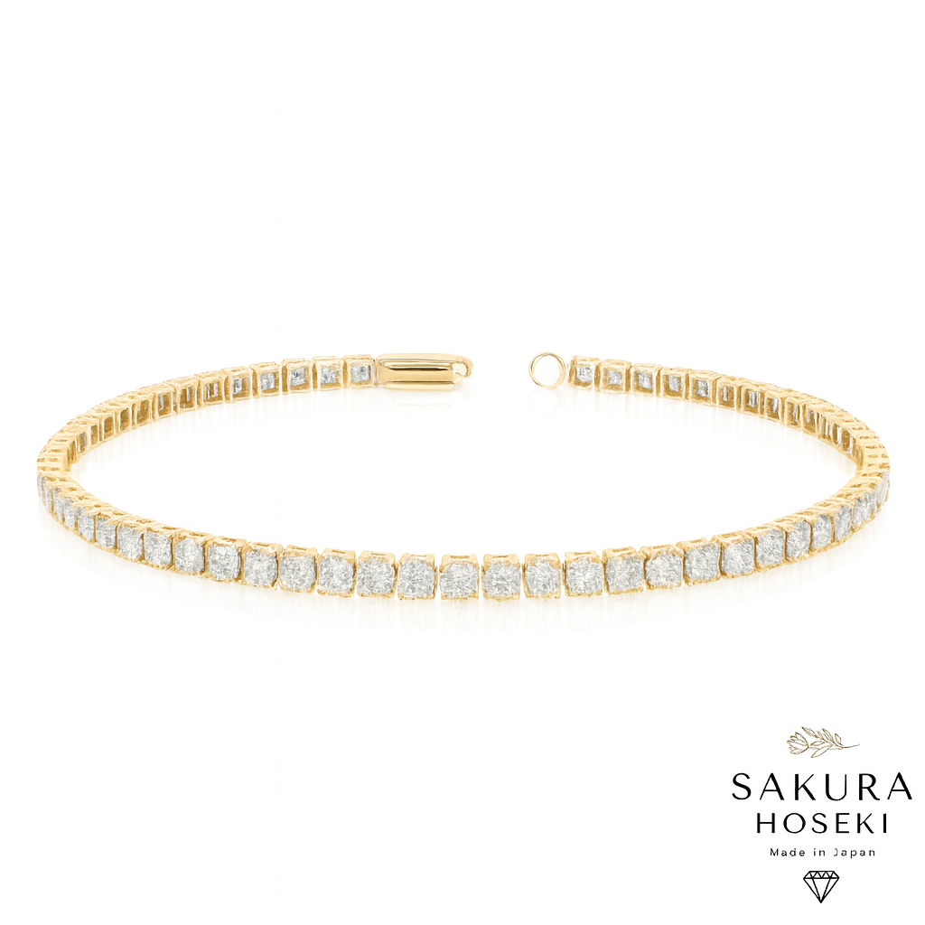 5ct Tennis Bracelet Yellow Gold (Single Lock) – Sakura Hoseki 5ct Tennis Bracelet Yellow Gold (Single Lock) – Sakura Hoseki