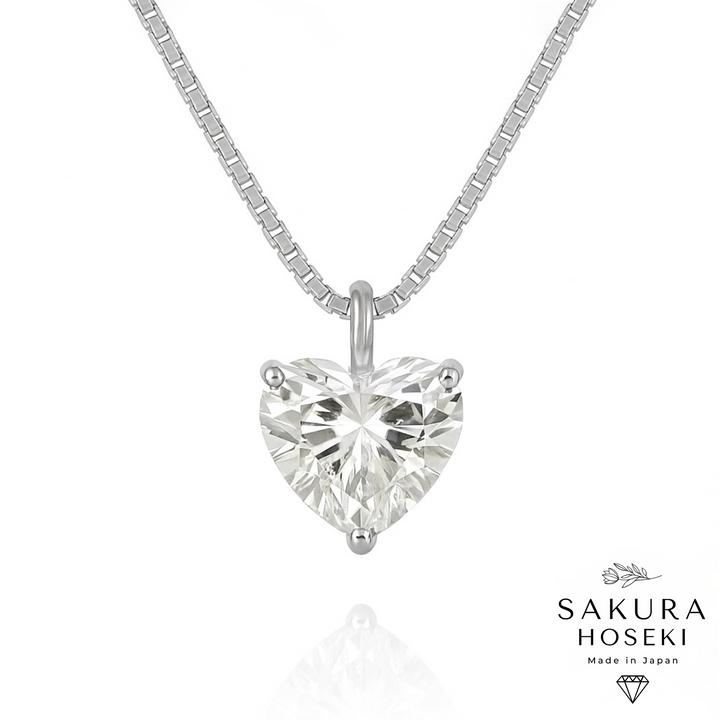 Heart Solitaire Pendant White Gold
