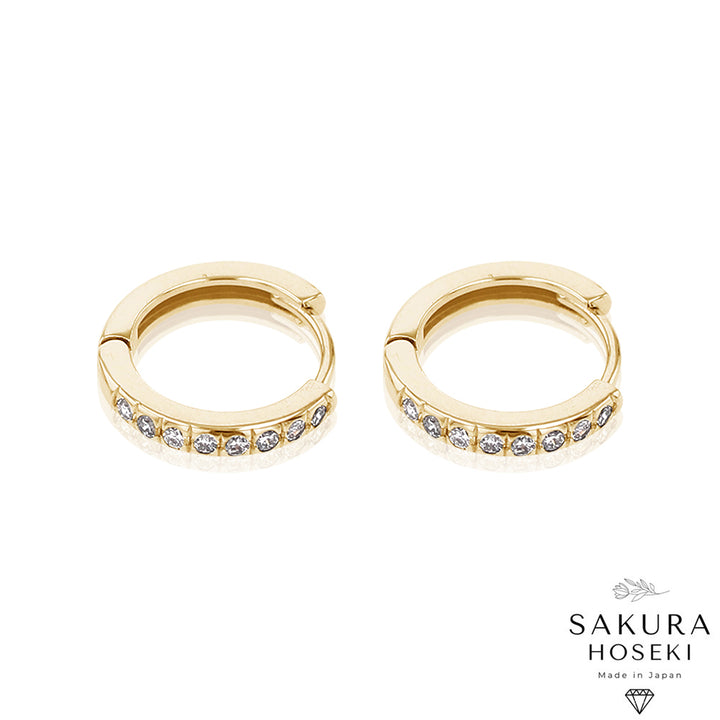 Diamond Hoops Yellow Gold