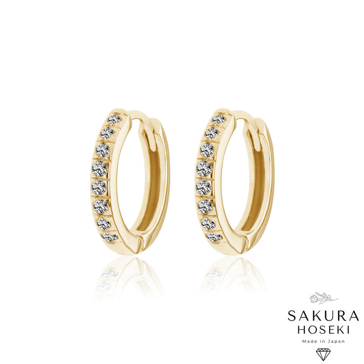 Diamond Hoops Yellow Gold