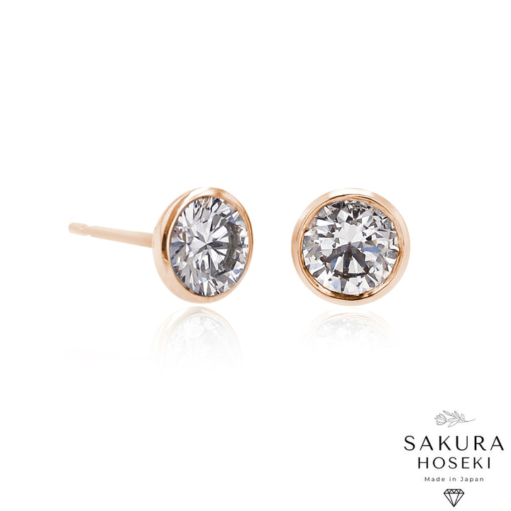 Bezel Studs Rose Gold