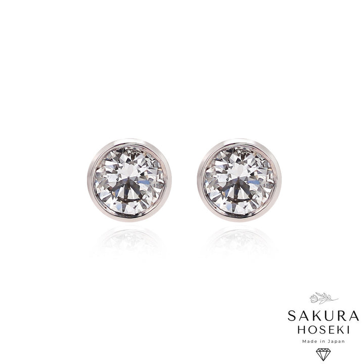 Bezel Studs White Gold