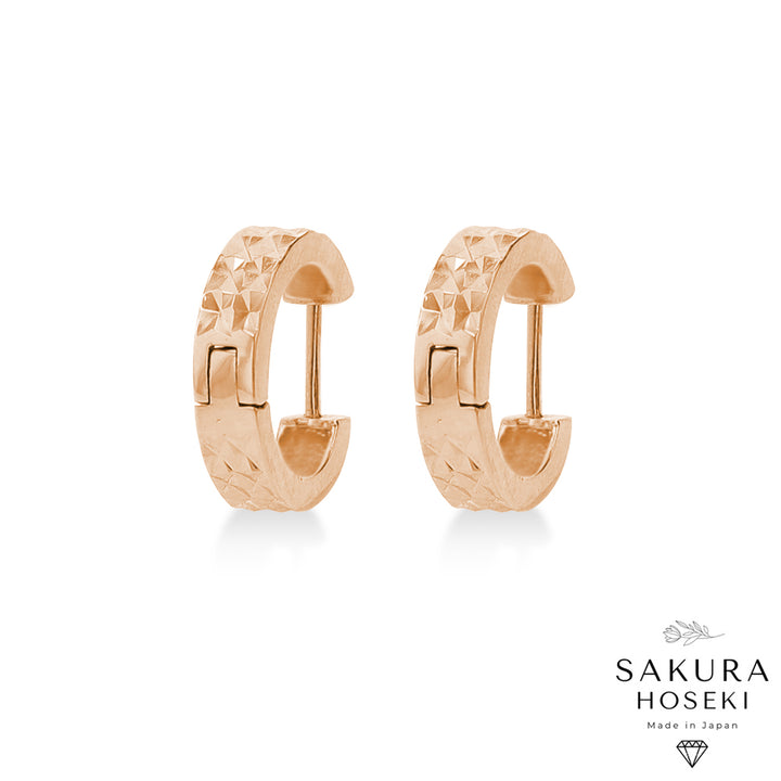 Gold Facet Hoops Rose Gold