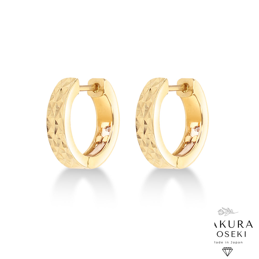 Gold Facet Hoops Yellow Gold