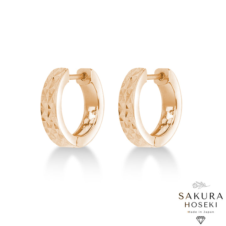 Gold Facet Hoops Rose Gold