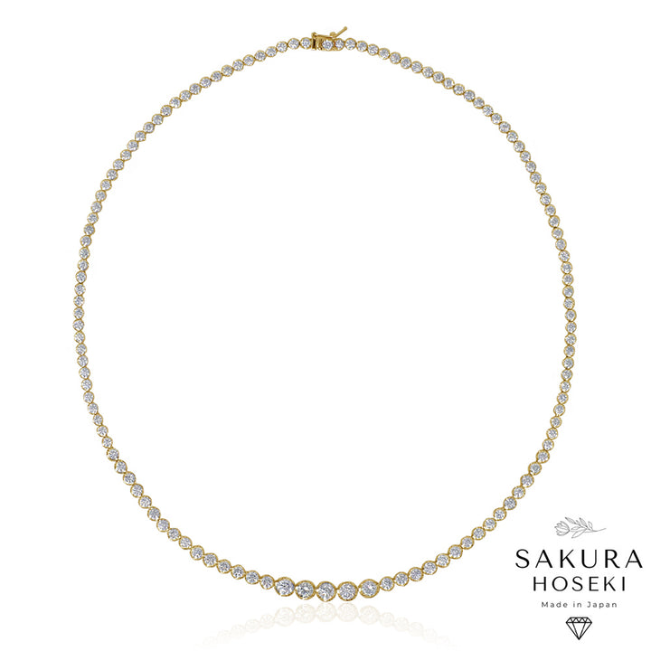 12.75ct Graduated Tennis Necklace Yellow Gold