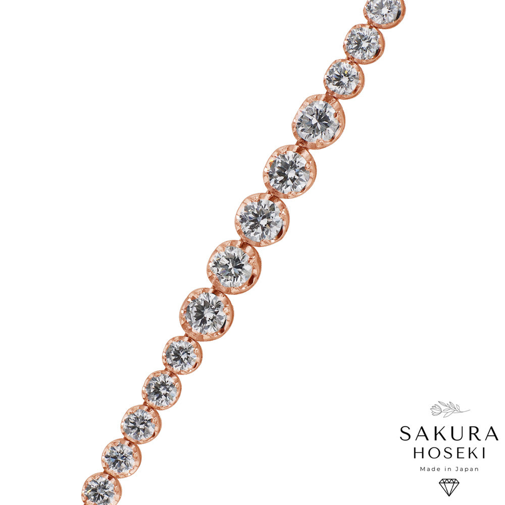12.75 Graduated Tennis Necklace Rose Gold