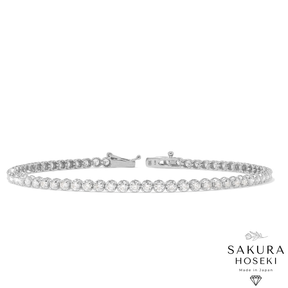 ホワイトゴールドブレスレット 3ct Tennis Bracelet White Gold (Box Clasp) – Sakura Hoseki
