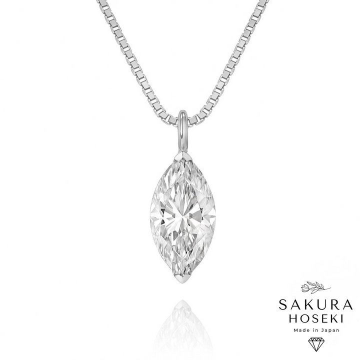 Marquise Solitaire Pendant White Gold