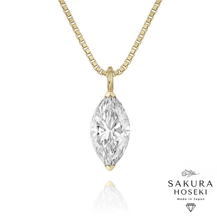 Marquise Solitaire Pendant Yellow Gold